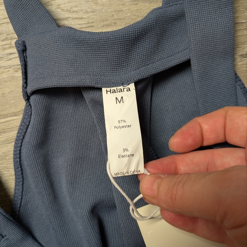 Halara Adjustable Strap Button Waffle Casual Jogger Dungarees Grisaille Medium - Picture 4 of 8